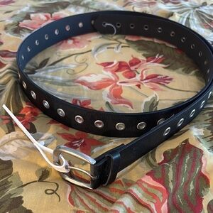 Black Belt with Silver Buckle and Eyelets